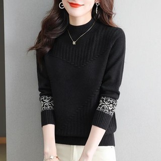 Áo len nửa cổ cao cấp dành cho nữ Áo len màu trơn phù hợp phương Tây sang trọng Hal