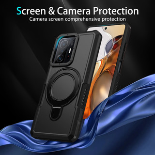 Dành Cho Xiaomi Mi 11T / 11T Pro / 11 Lite 5G NE Ốp điện thoại Có Giá Đỡ Nhẫn PC Cứng Mặt Sau Mềm TPU Edge Quân Sự Cấp Chống Rơi Vỏ Mỏng Chống Sốc