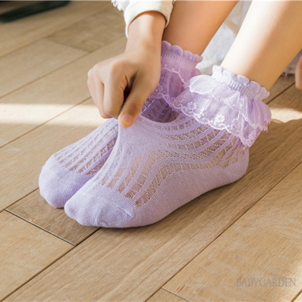 Baga-1-12 Tuổi Trẻ Em Bé Gái Frilly Tất Ren Mềm Ruffle Dễ Thương Mùa Hè Lưới Tất Mùa Hè Mùa Hè