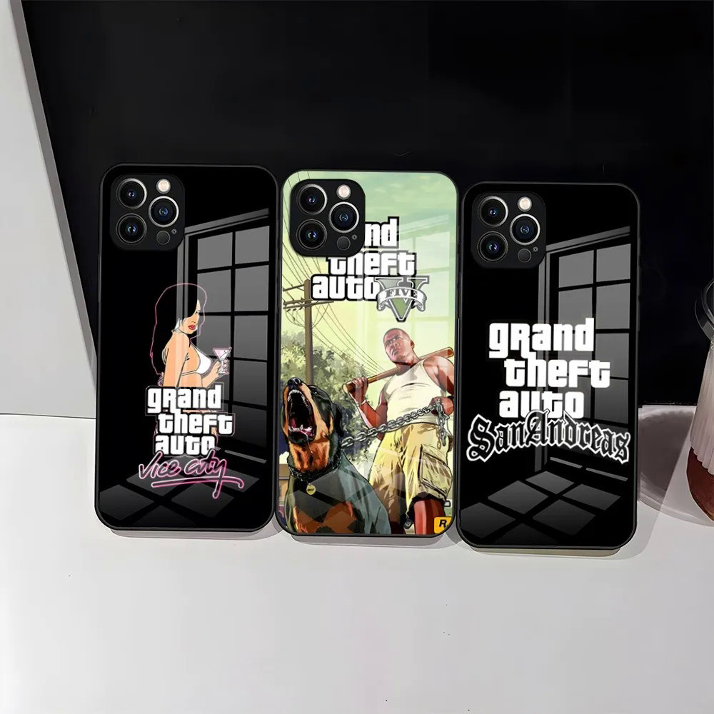 BK-1 rockstar gta 5 Ốp lưng Kính Cường Lực Cho iPhone 17,15 Pro Max 13 12 Mini 11 14 Plus X XR XS 8 7 Plus SE Ốp Lưng