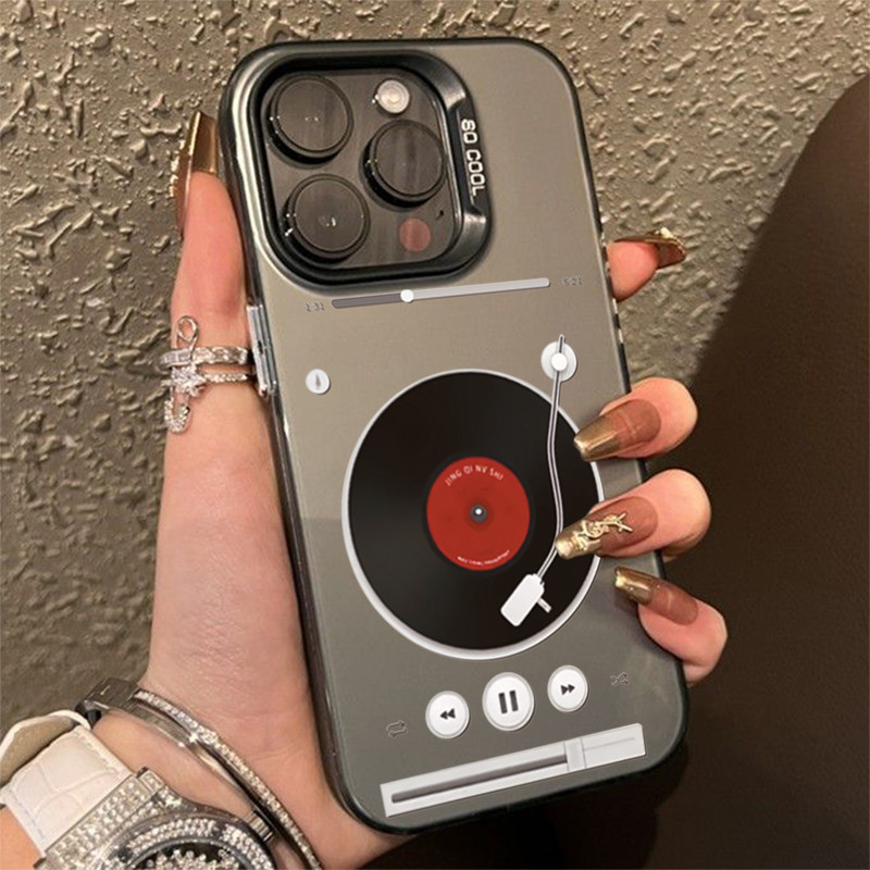 Vỏ Tương Thích Cho iPhone 11 12 13 14 15 Pro Max XR X XS 7 8 Plus Retro Record Player Mạ Matte Cover
