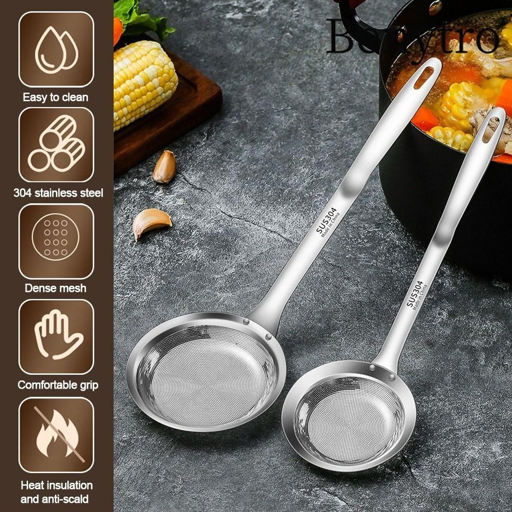 Benytro Muỗng Skimmer Mỡ, Thép Không Gỉ 304 Lưới Mịn Dầu Dregs Câu Cá, Mỡ Bền Loại Bỏ Bọt Treo Thiết Kế Lỗ Percolator Lẩu Lọc Dụng Cụ Nhà Bếp Tiện Ích