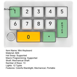 Bàn phím chơi game cơ học 13 phím Macro, đèn RGB, công tắc có thể hoán đổi nóng, có dây