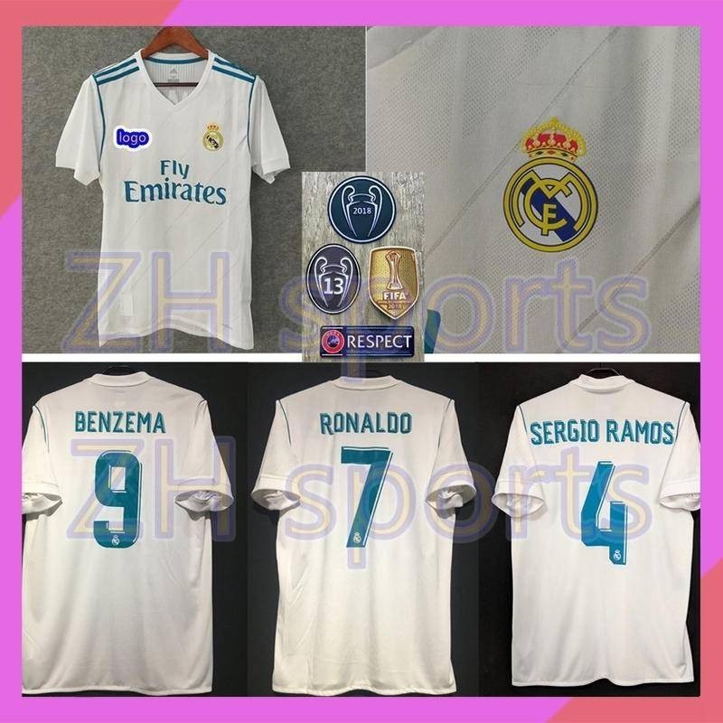 2017-2018 Real M Sân nhà Áo đấu Retro jersey Bóng đá 17-18 Real Madrid ...