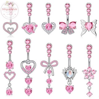 Sthb Thời Trang Rốn Nhẫn Tinh Tế Zircon Nơ Trái Tim Bụng Nút Nhẫn Xuyên Barbell Mặt Dây Chuyền Dành Cho Nữ Bé Gái Cơ Thể Xuyên Trang Sức VN