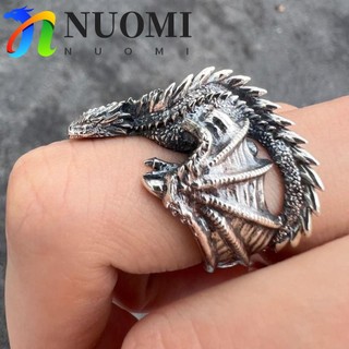 Nhẫn Rồng NUOMI, Nhẫn Đôi Cánh Pterosaur Có Thể Điều Chỉnh Phong Cách Punk, Mở Tinh Tế Vintage Retro Nhẫn Rồng Đen Dành Cho Nam