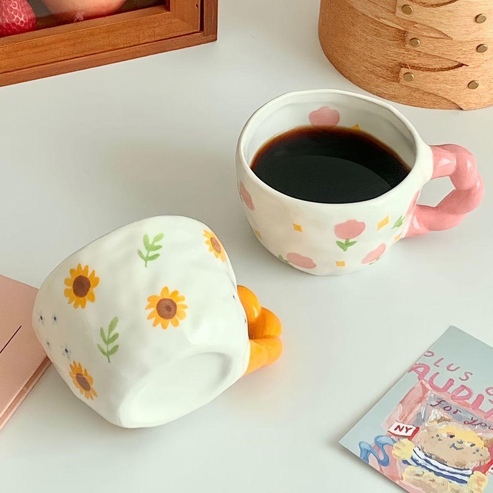 Phong Cách Hàn Quốc ins Phong Cách Vẽ Tay Underglaze Màu Gốm Cốc Nước Dễ Thương Cốc Ăn Sáng Cốc Sữa Cốc Cà Phê