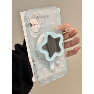 Luxury Mint Green Cloud Star Giá đỡ từ tính Vỏ điện thoại di động cho iPhone16 15 14 13 Pro Max Bảo vệ Camera chống sốc Vỏ cứng chống rơi