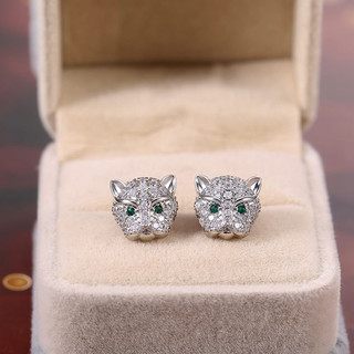 S925 Sterling Bạc Da Báo Zircon Bông Tai Trang Sức Thời Trang Đơn Giản Quà Tặng Nữ