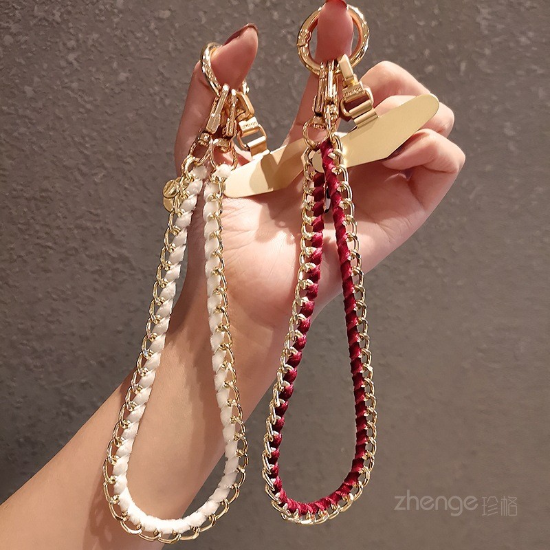 Phụ Kiện Điện Thoại Di Động Xiaoxiangfeng Vòng Tay Điện Thoại Di Động Dây ins Phong Cách Thời Trang Nữ Da Thẻ Dây Cổ Tay Ngắn Kim Loại Khóa Tròn Mạnh Mẽ