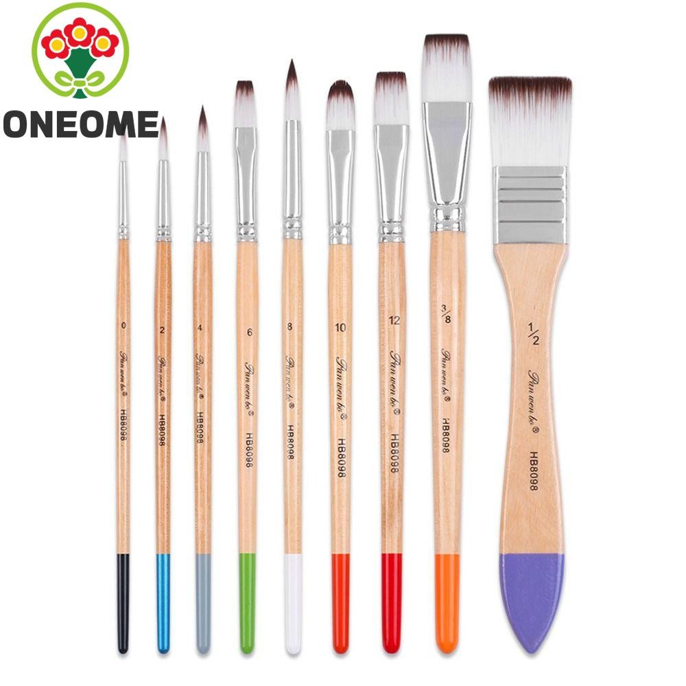 Oneome 9 Cái / bộ Bàn Chải Vẽ Màu Nước Lông Mềm Vẽ Tay Vẽ Đồ Dùng Nghệ ...