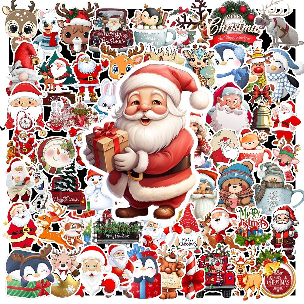 Combo 50 Sticker Hình Dán Hoạ Tiết Giáng Sinh - Merry Christmast Siêu Đẹp - Trang Trí Cho Vật Dụng - GÌ CŨNG IN