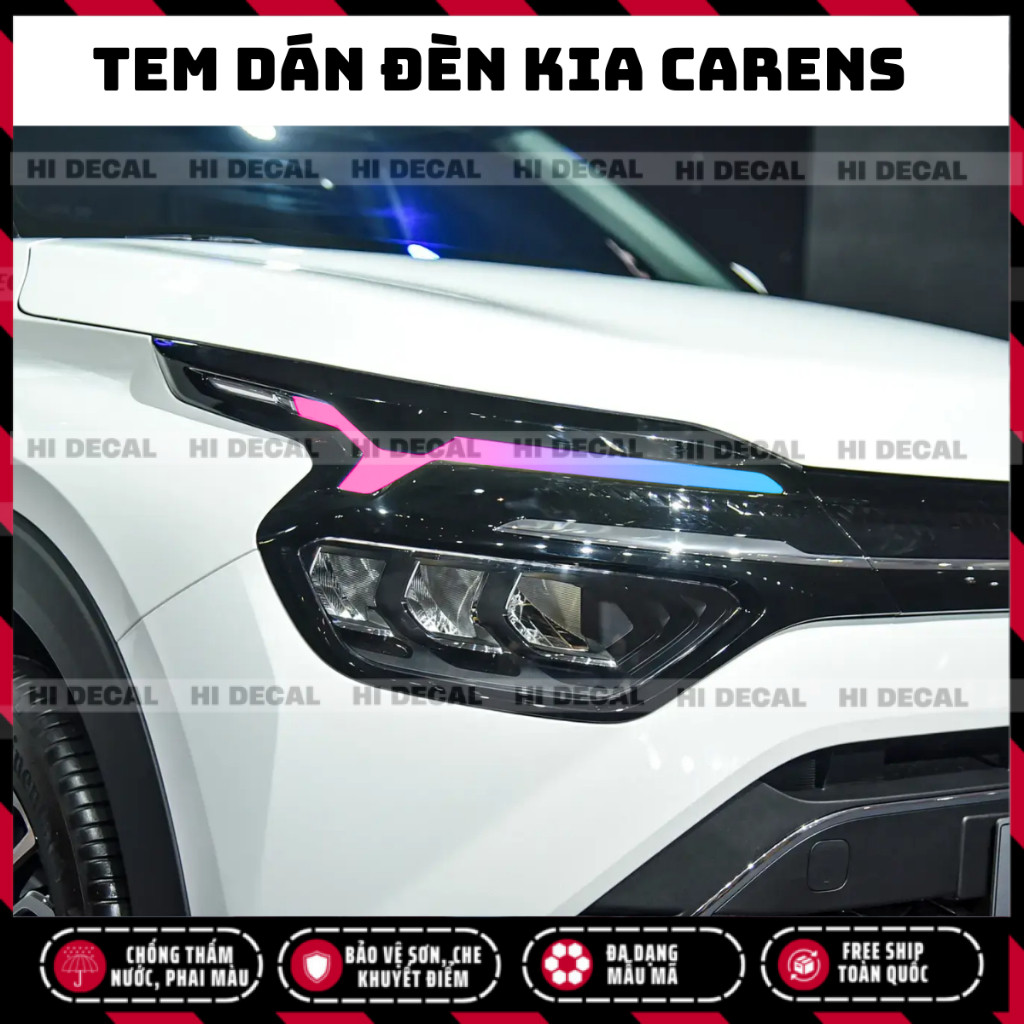 Tem decal dán đèn xe Carens đổi màu , tem dán đổi màu đèn Kia Carens trang trí xe chống nước, bền màu