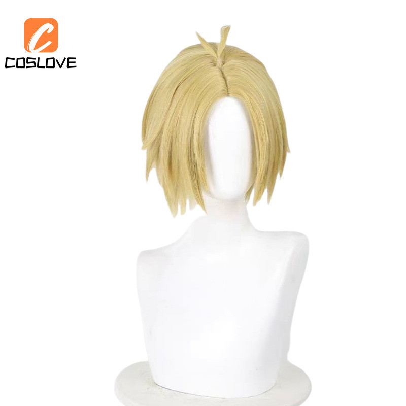 Anime Sakamoto Ngày Asakura Xin Cosplay tóc giả ngắn vàng thẳng phù hợp trang trí