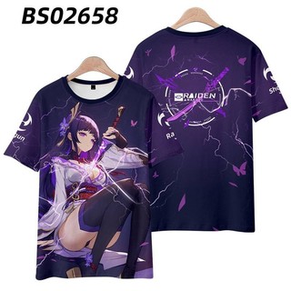Áo thun cosplay Beelzebul từ Genshin Impact vải 3D, phù hợp mùa hè