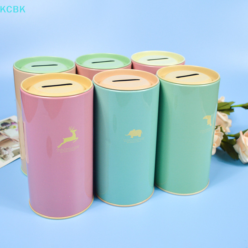 [Kc] Animal Candy Color Piggy Bank Metal Piggy Bank Hộp đựng đồ lặt vặt dễ thương Lon lưu trữ Lon quà tặng Hộp đựng tiền trang trí nội thất [BK]