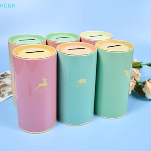 Animal Candy Color Piggy Bank Metal Piggy Bank Hộp đựng đồ lặt vặt dễ thương Lon lưu trữ Lon quà tặng Hộp đựng tiền trang trí nội thất [BK]