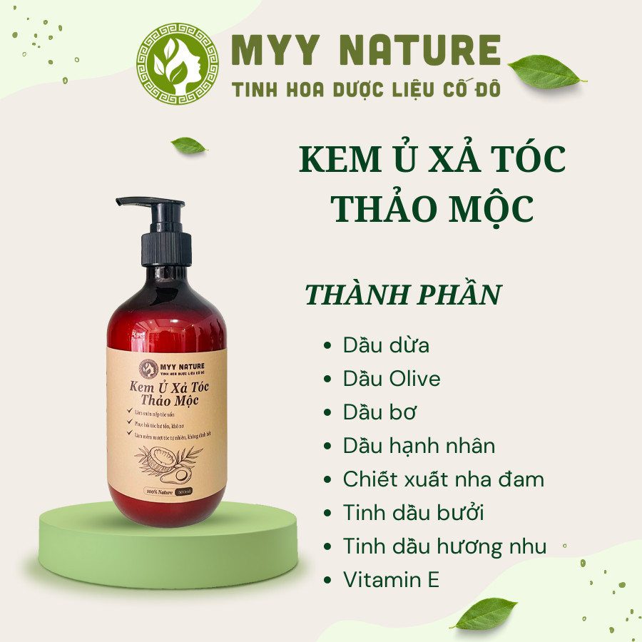Kem Ủ Xả Tóc Thảo Mộc Myy Nature 500ml - Làm Mềm Mượt, Phục Hồi Tóc Hư Tổn, Khô Xơ, Không Dính Bết