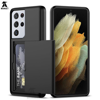 Dành Cho Samsung Galaxy S21 Ultra / S20 Plus / S21 FE Ốp Lưng Ví Đựng Thẻ ID Khe Cắm Cửa Trượt Túi Ẩn Chống Trầy Xước Vỏ Cứng Bảo Vệ Hai Lớp Vỏ TPU Ốp Lưng