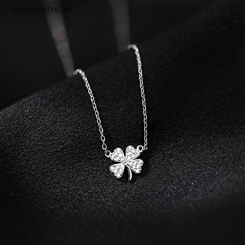 Thi Thời Trang Bốn Lá Cỏ Ba Lá Vòng Cổ May Mắn Lá Pha Lê Zircon Mặt Dây Chuyền Xương Đòn Dây Chuyền Nữ Nhẹ Trang Sức Dự Tiệc Quà Tặng VN