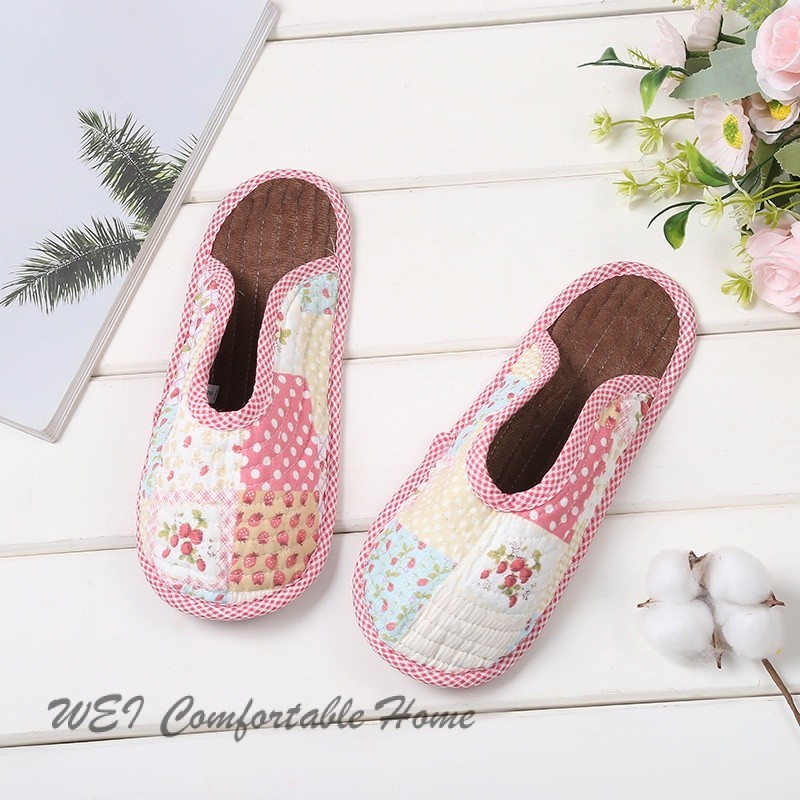 Dép Cotton hoa Hàn Quốc Nhật Bản Baotou Dép đế mềm chống trượt Dép nhà Coup