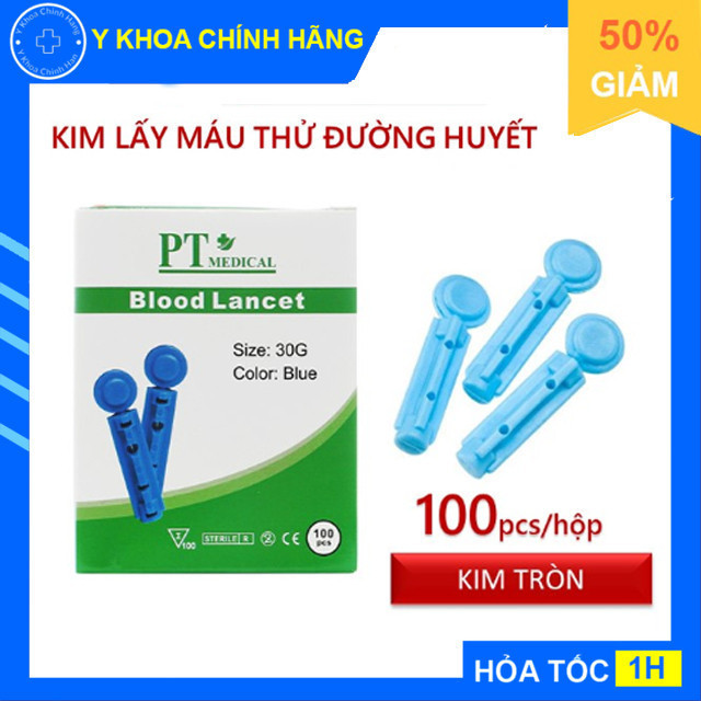 Hộp 100 kim tròn lấy máu thử đường huyết PT MEDICAL Blood Lancets ...