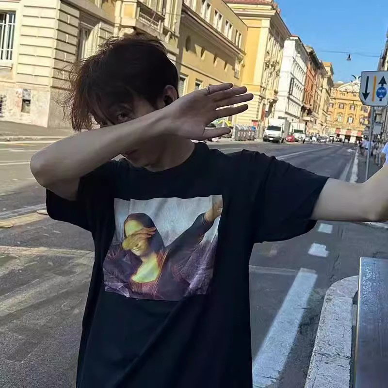 Gn SEVENTEEN WONWOO Boo Seung Kwan Mona Lisa Áo thun mùa hè Anime tay ngắn Top người hâm mộ ủng hộ NG