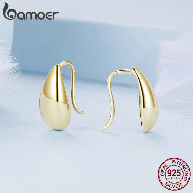 Bamoer Bạc 925 Giọt Nước Có Độ Bóng Cao Bông Tai Trang Sức Thời Trang Quà Tặng Cho Nữ