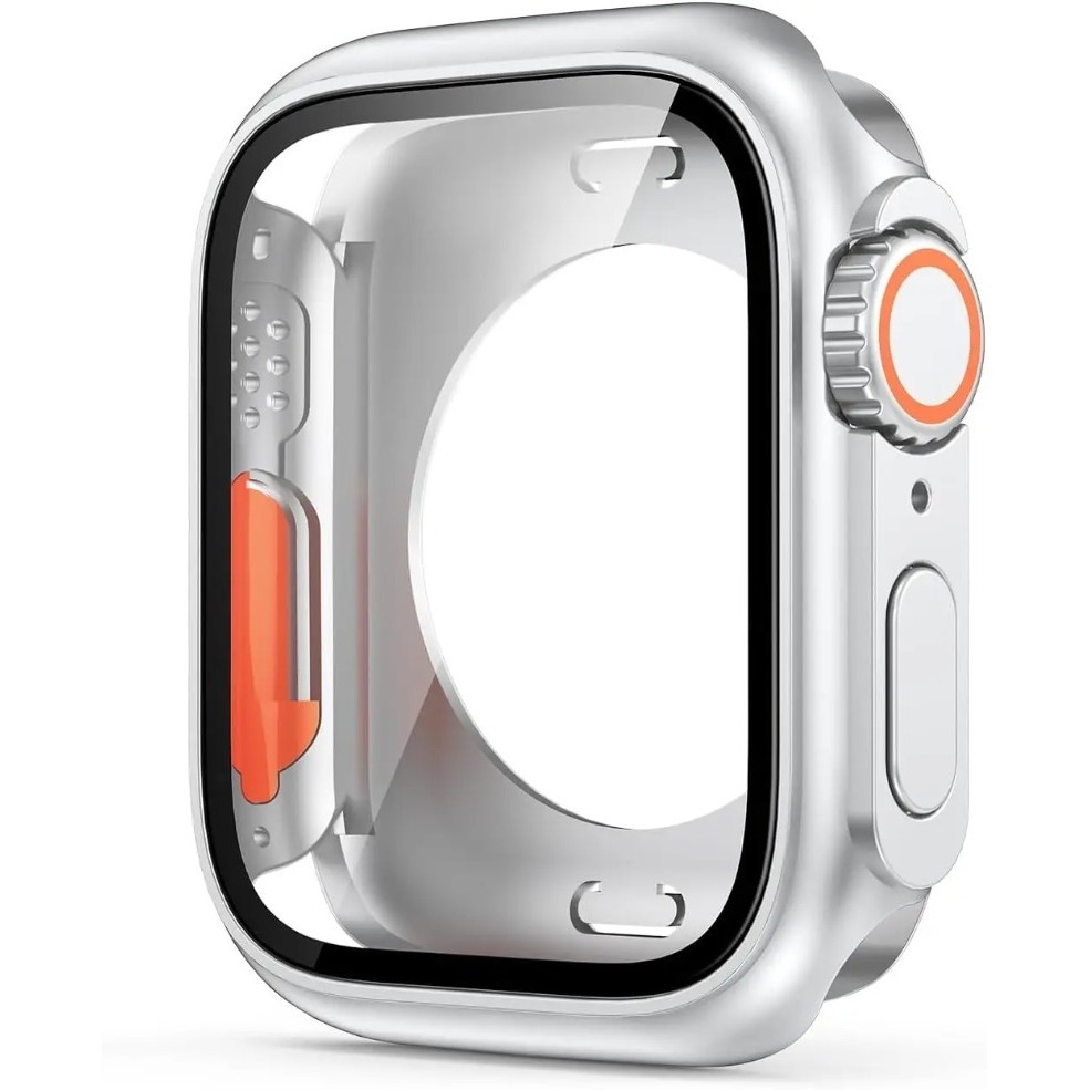 Ốp lưng 2 trong 1 cho Apple Watch 44mm 45mm 41mm 40mm Vỏ kính cường lực Thay đổi thành Ultra cho iWatch Series 9 8 7 SE 6 5 3 Phim bảo vệ màn hình