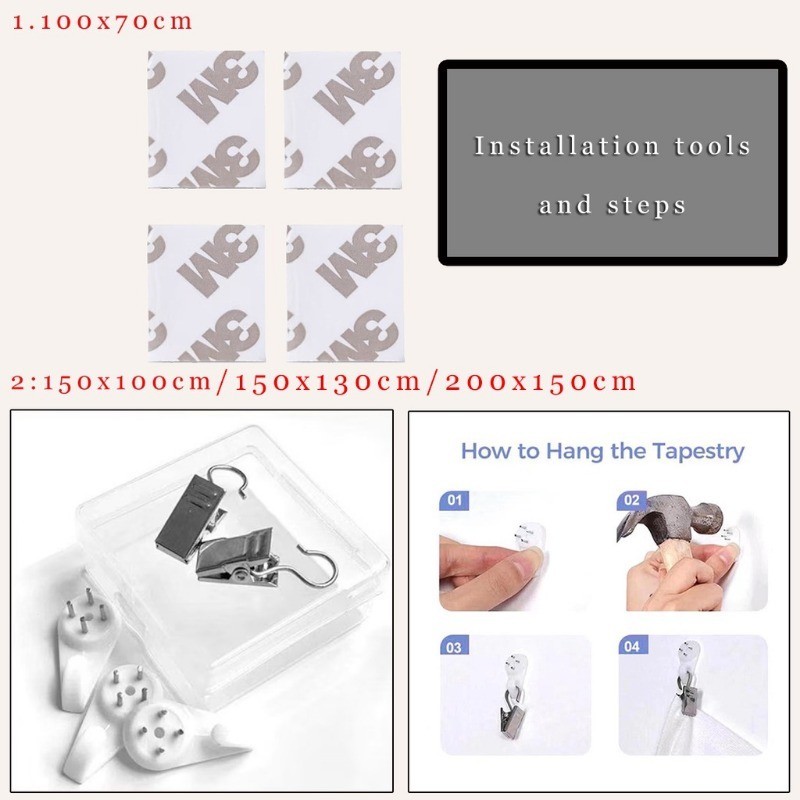 Tấm thảm treo tường bói toán thẻ Tarot có kẹp Tấm thảm Polyester Trang trí nội thất