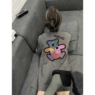 HIIXIIVI Áo thun unisex tay ngắn oversize plus size, cotton, form baggy hoạt hình