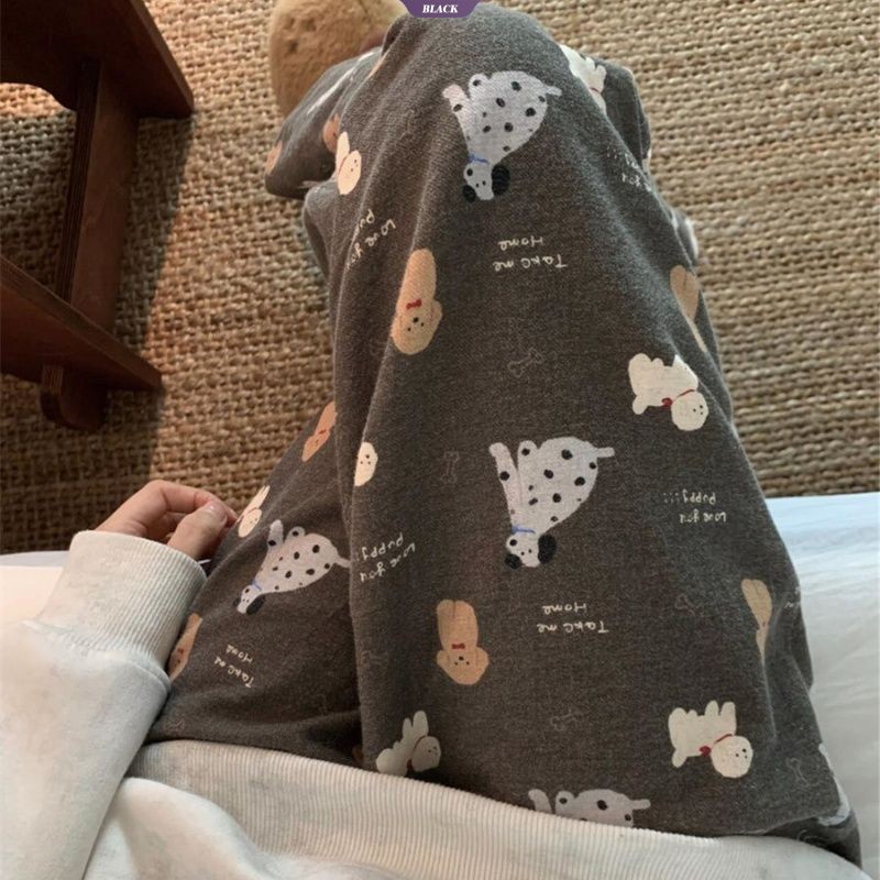 Mùa Thu Đông Ngọt Ngào Và Dễ Thương Hoạt Hình Puppy In Pyjama Quần Giải Trí Mới Đơn Giản Rời Nhà Quần [BL]