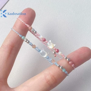 Kudosation Handmade Ngọt Ngào Dễ Thương Vòng Tay Độc Đáo Phong Cách Dây Tay Dành Cho Nữ Đính Hạt Dệt Vòng Tay Trang Sức Cổ Tay Cặp Đôi Quà Tặng