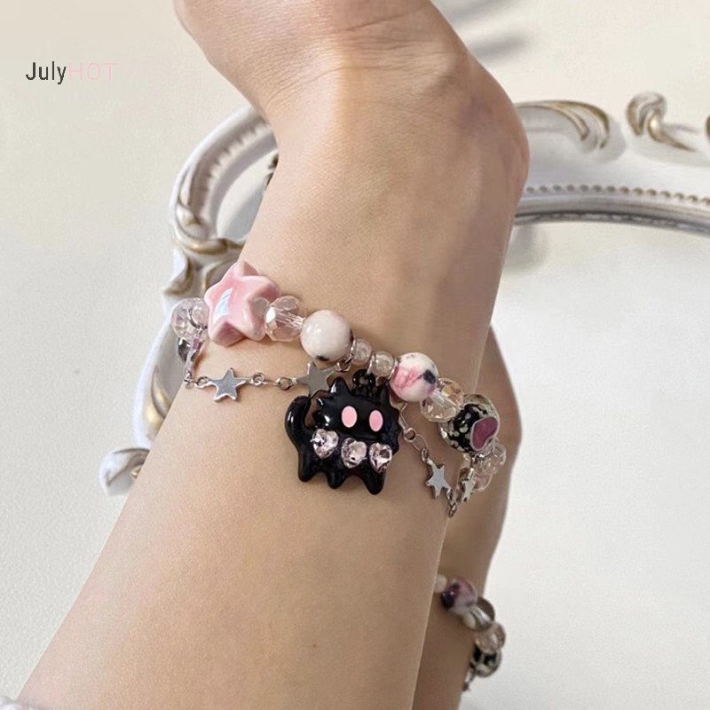 Julyhot Mới Vòng Tay Chuỗi Hạt Đá Ngôi Sao Trái Tim Ngôi Sao Năm Cánh Ngọt Ngào Thời Trang Hàn Quốc Làm Quà Tặng