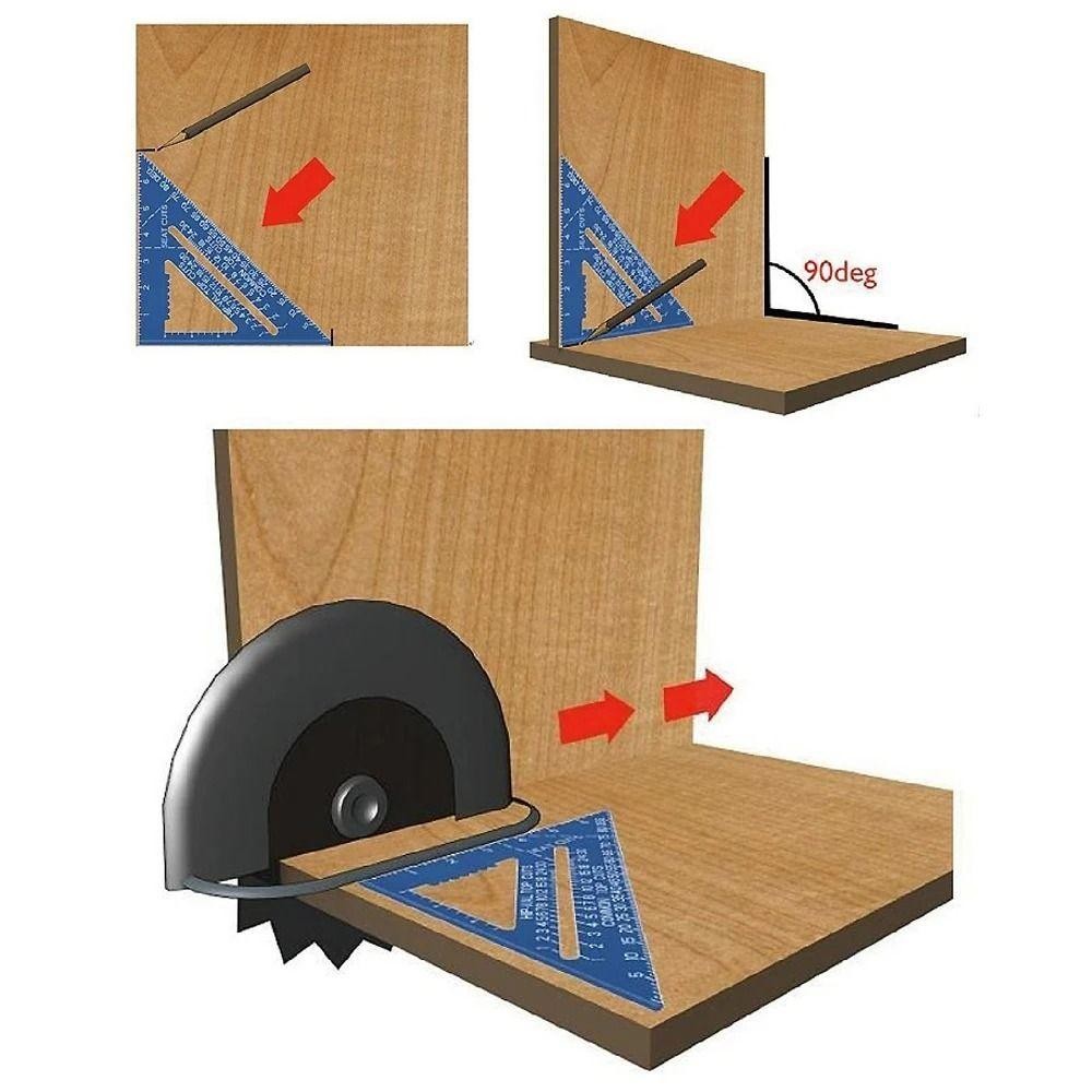SAIA 7 inch Thước tam giác, thước góc công cụ đo chính xác, thước vuông nhôm cho mộc