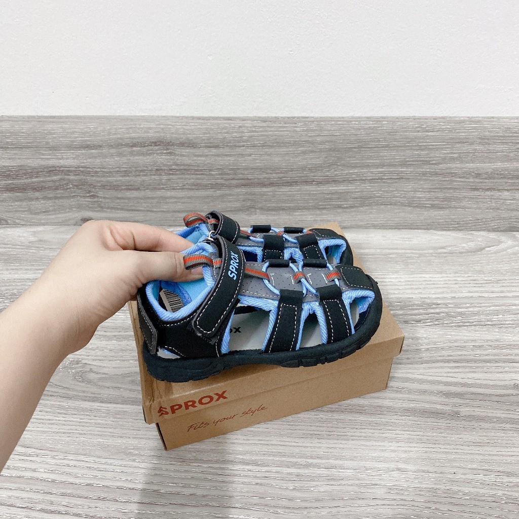 sandal bé trai dép rọ cho bé đi họ bảo vệ chân đen xanh QC full box  chống trượt 5480 ( ảnh thật )