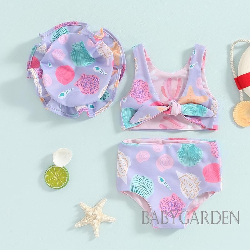 / / 0-3 Tuổi Bé Gái 3 Mảnh Đồ Bơi Vỏ In Áo Quần Short Mũ Chống Nắng Tắm Đồ Bơi