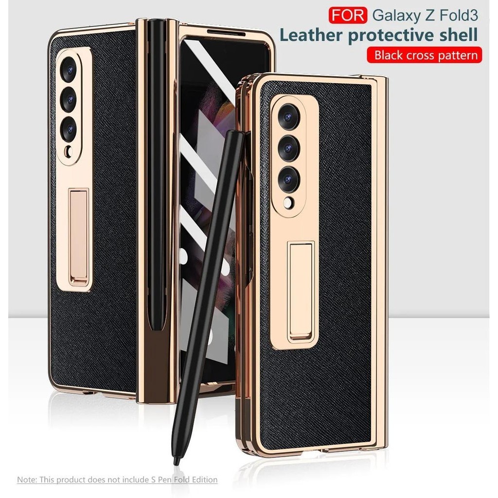 Với S Pen Fold 7 6 4 Mạ Da Dành Cho Samsung Galaxy Z Fold 5 3 2 360 Bảo Vệ Toàn Màn Hình Từ Chân Đế Vỏ Điện Thoại