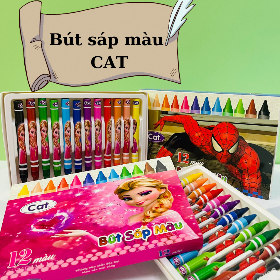 Cực Rẻ- Bút sáp màu cho bé Cat-12,18,24 màu cao cấp công chúa Elsa