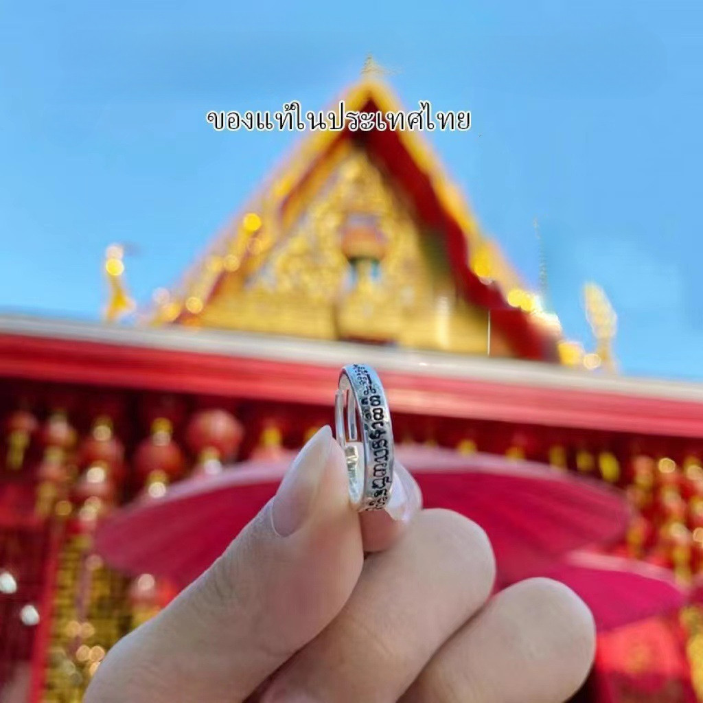 Nhẫn Thái Bạc May Mắn Nhẫn Nữ Thời Trang Đơn Giản Mạ Bạc Mở Có Thể Điều Chỉnh Retro Nhẫn Phụ Kiện