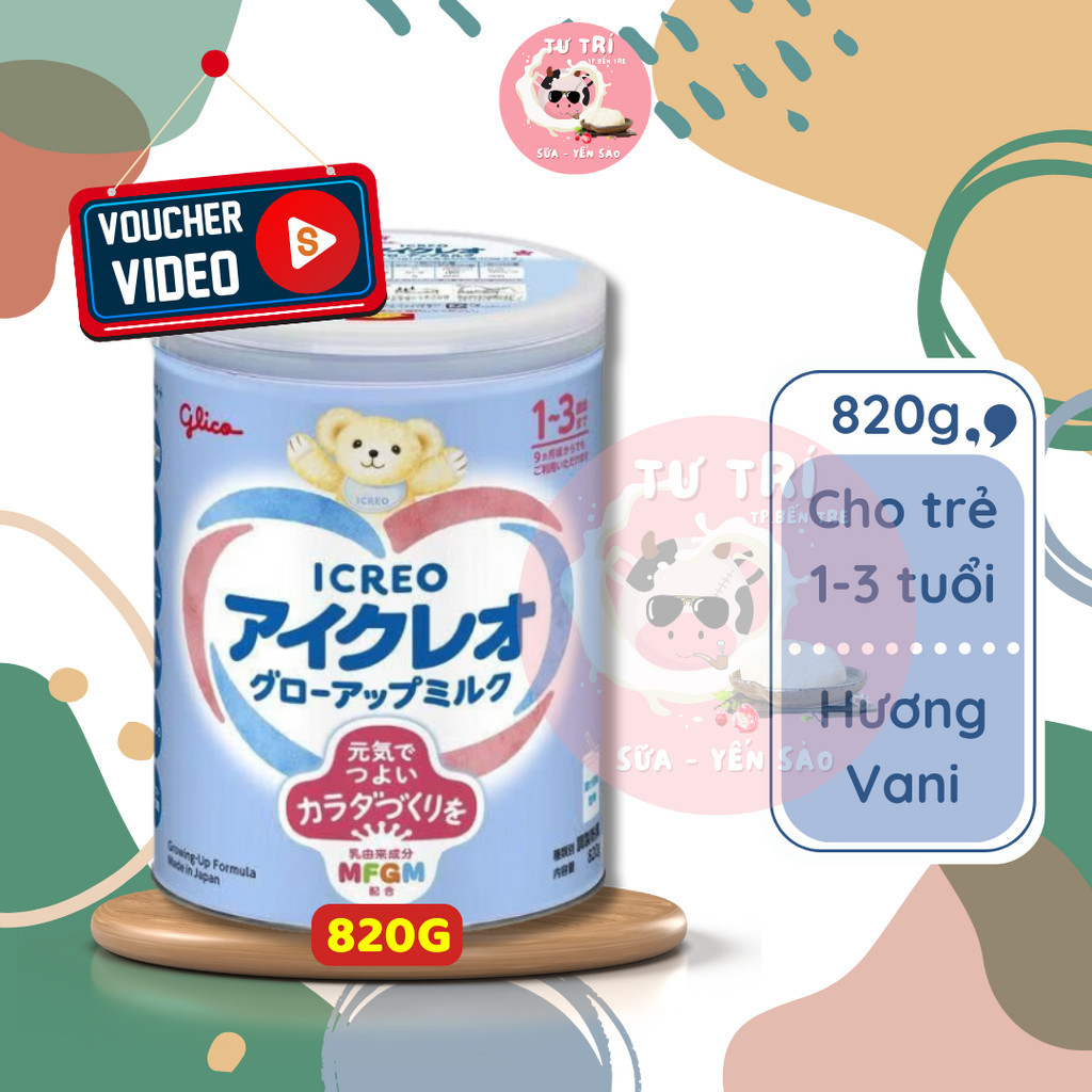 Sữa bột Glico Số 1 lon 820g cho trẻ từ 1-3 tuổi. Glico ICREO
