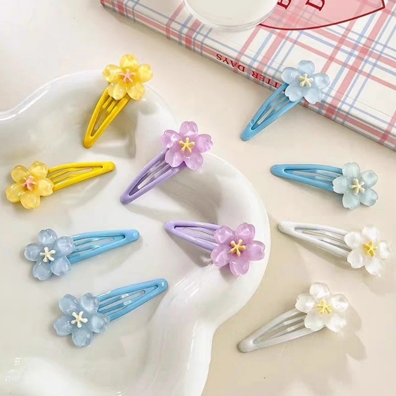 Thời Trang Hàn Quốc Ngọt Ngào Dễ Thương - 5 Cái / bộ Kẹp Tóc Hình Hoa Nữ - Kẹp Tóc Hoa Anh Đào Màu Kẹo - Girls Side Bangs BB Barrettes - Phụ Kiện Tóc Phổ Biến