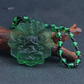Julyhot Vintage Tự Nhiên Liuli Pha Lê Khắc Quan Âm Mặt Dây Chuyền Vòng Cổ Trang Sức Quyến Rũ Aura Bùa Bùa Tặng Cho Nam Dây Xích Trang Sức May Mắn Massivedeals