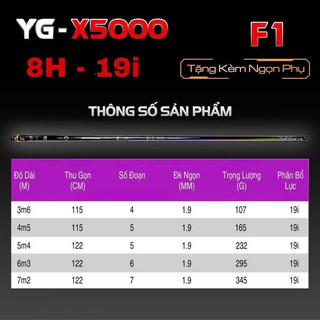 Cần Câu Tay YG - X5000 8H - 19i Bản Săn Hàng Nâng Cấp Chuyên Tải Cá Lớn