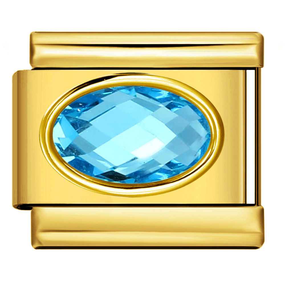 Nền Vàng Hình Bầu Dục Đá Ý Mô Đun Vòng Tay Birthstone Thép Không Gỉ DIY Thời Trang Đa Năng Vòng Tay Phụ Kiện