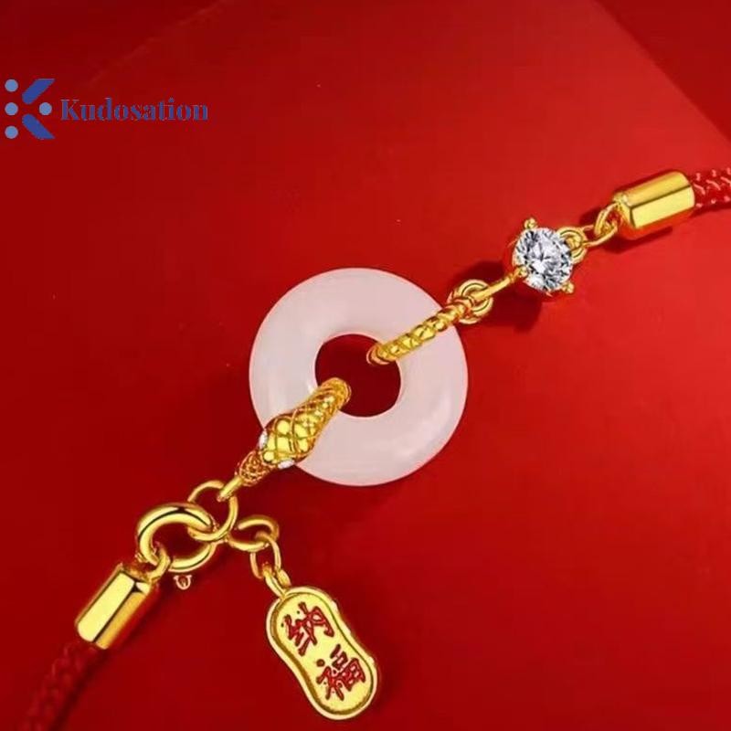 Kudosation Thời Trang May Mắn Dây Đỏ Rắn Mặt Dây Chuyền Vòng Tay Nữ Cung Hoàng Đạo Trung Quốc Rắn Năm Vòng Tay Quà Tặng Năm Mới
