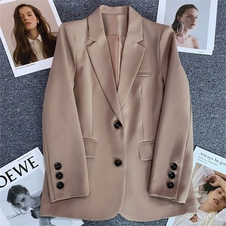 Áo khoác blazer trắng nhạt cho phụ nữ, mùa xuân và thu 2025, phong cách đường phố thanh lịch, áo khoác vest nữ nhỏ nhắn