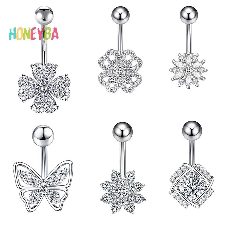 < Honeyba > Nhẫn Nút Bụng Trái Tim Gợi Cảm Cá Tính Dành Cho Nữ Bé Gái Pha Lê Zircon Bụng Rốn Nhẫn Cơ Thể Trang Sức Khuyên