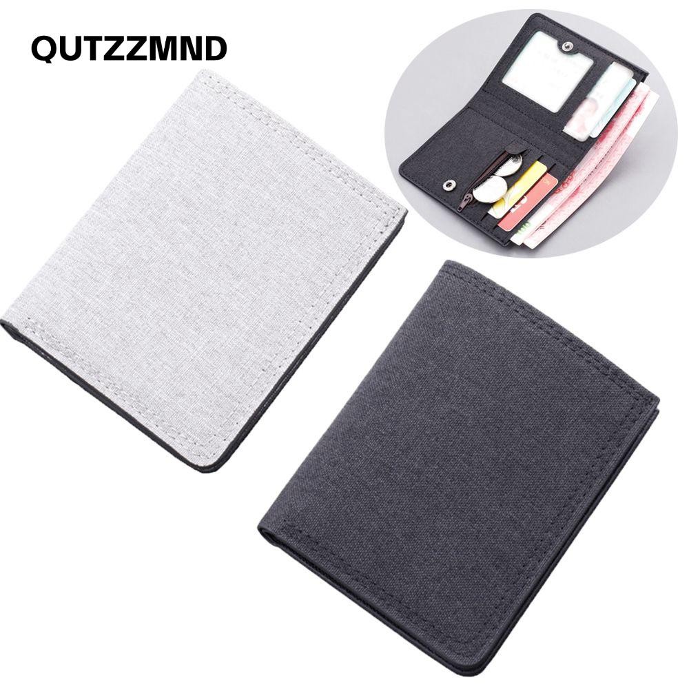 Qutzzmnd Nam Ví Ngắn Dây Kéo Vải Thời Trang Đa Năng