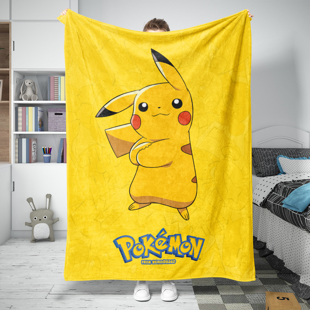 Hoạt Hình Dễ Thương Pikachu Flannel Chăn Một Mặt In Flannel Chăn Squirtle & Bulbasaur & Charmander Chăn Món Quà Tốt Nhất Cho Người